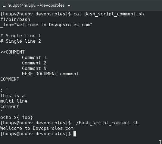 Bash script comment