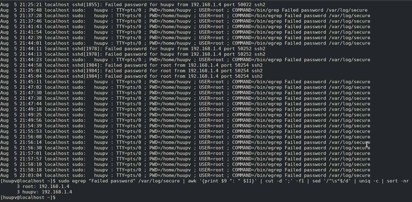 Bash script ssh failed login attempts