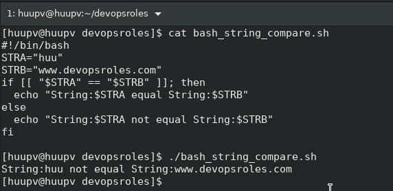 Bash string comparison