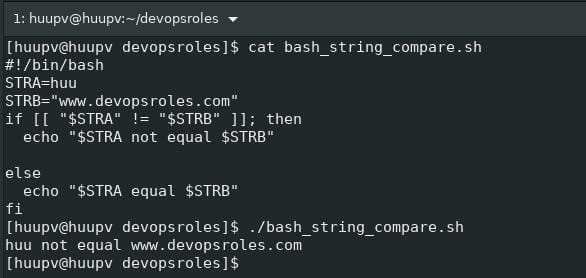 Bash string comparison