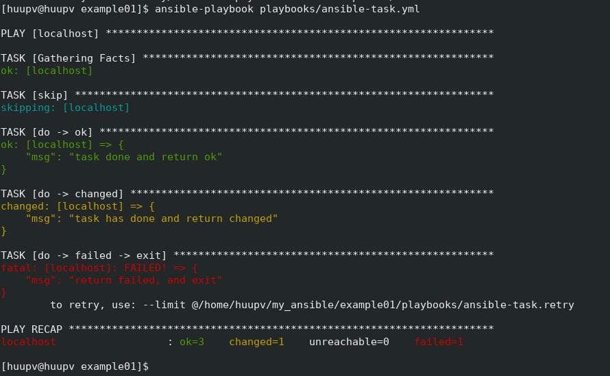 Ansible task type of state