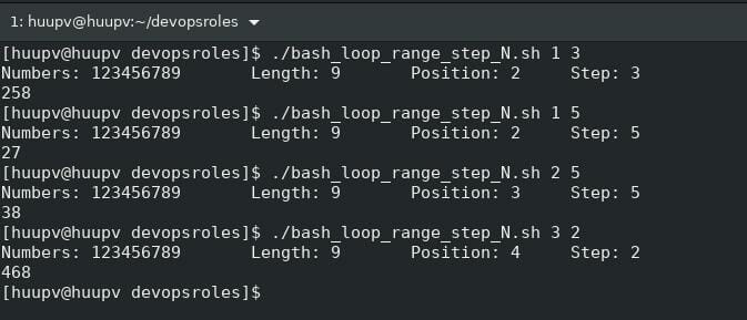 Bash for loop range