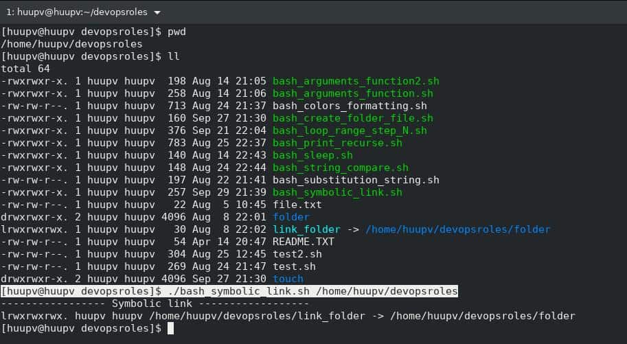 Bash script symbolic link