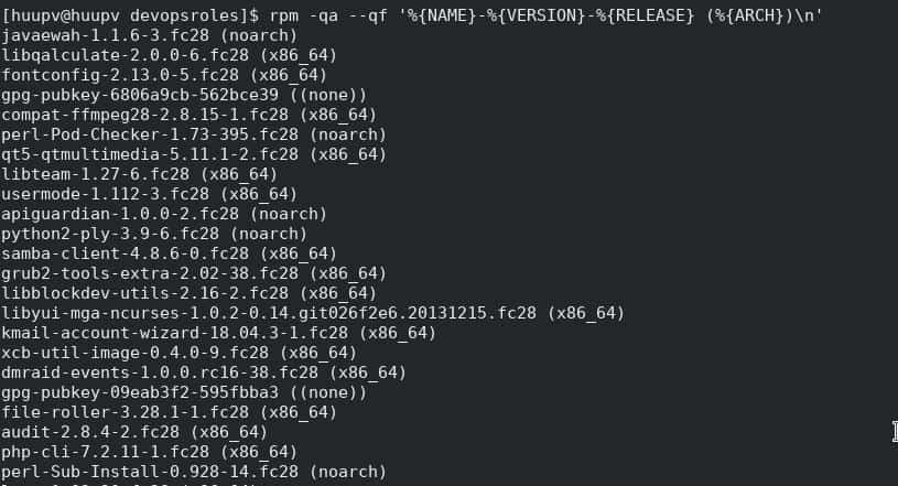 RPM query installed packages in Centos RHEL and Fedora