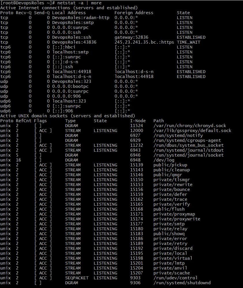 Netstat command in Linux with examples