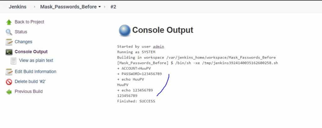 Jenkins Mask Passwords plugin