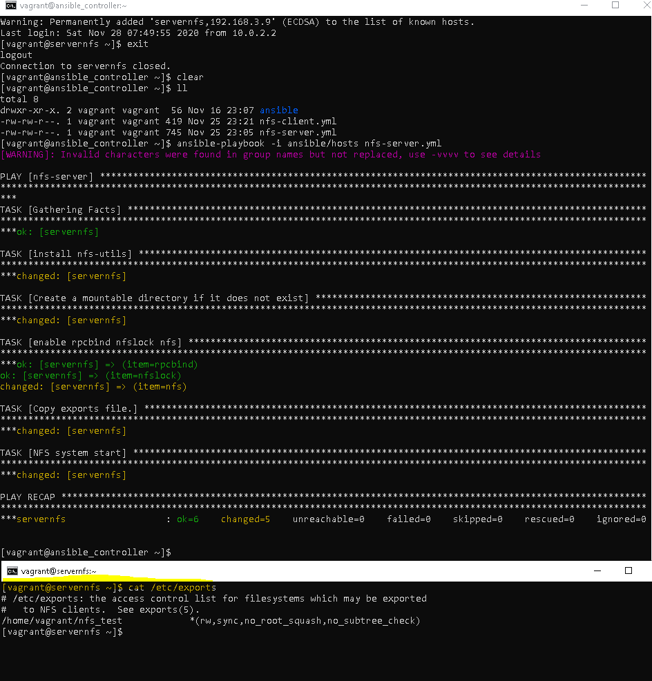 Ansible Setup NFS server and client