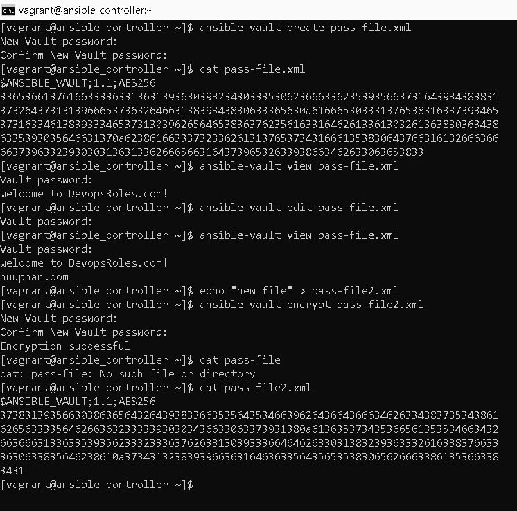 Ansible vault encrypt decrypt example