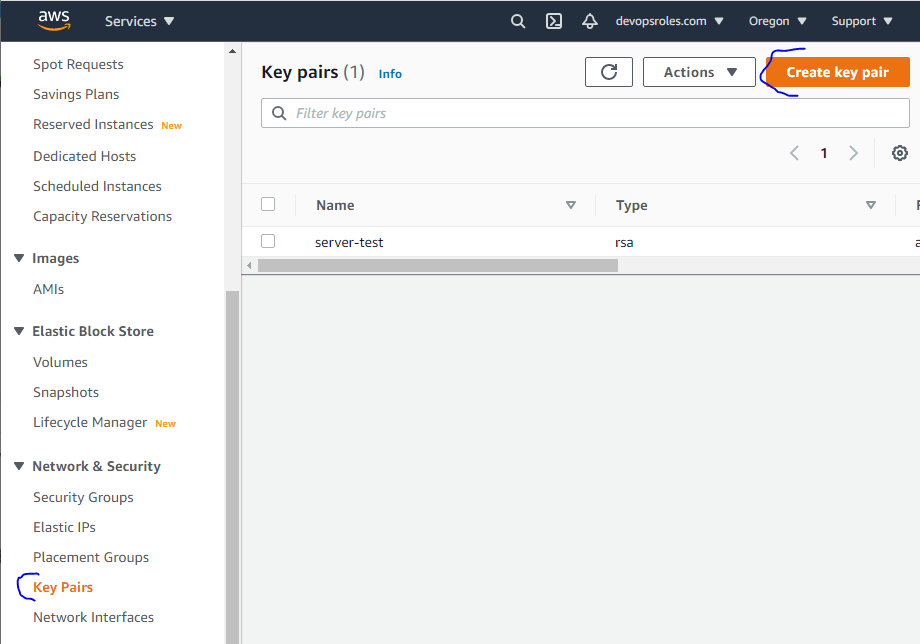 aws create key pairs