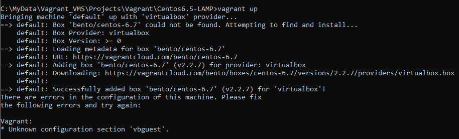 Vagrant: Unknown configuration section vbguest