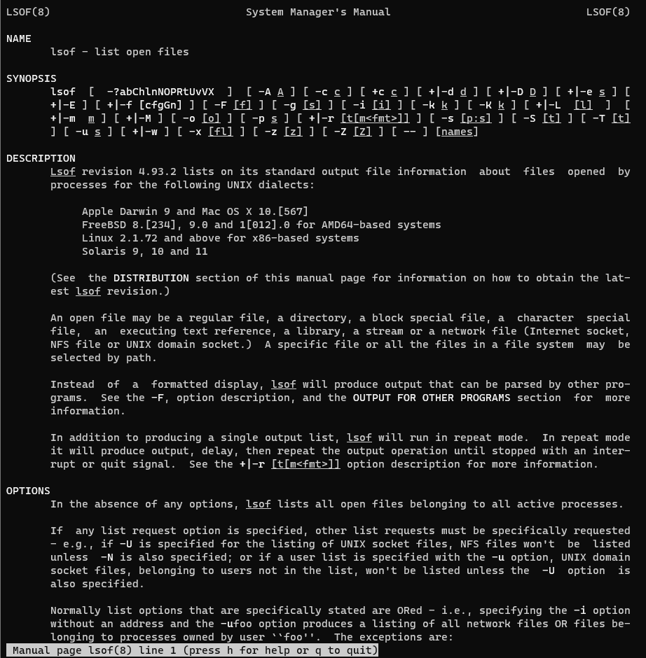 lsof command example