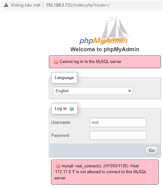 Error Docker deploy MySQL and phpMyAdmin