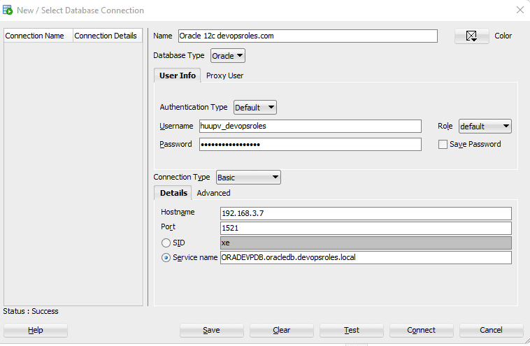 Docker install oracle 12c login