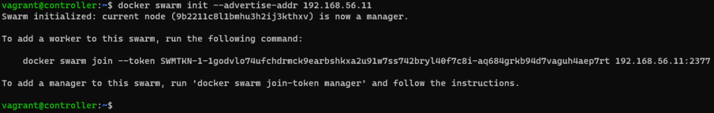 docker swarm init --advertise-addr