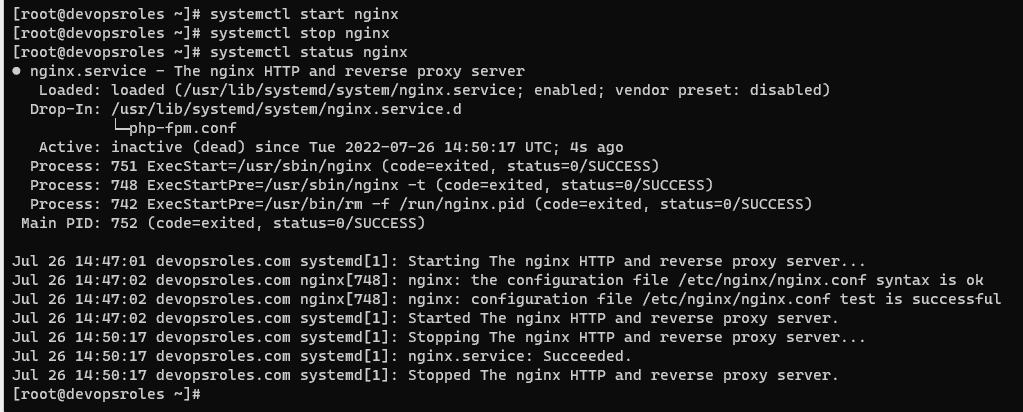 Start service nginx