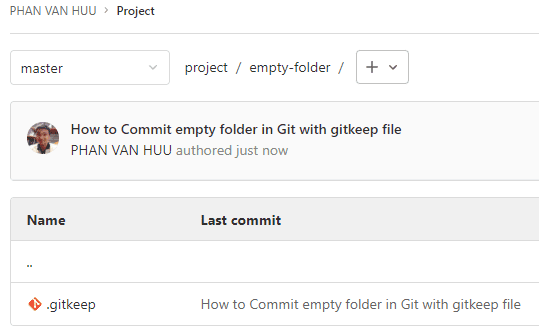 The result an empty git folder on Gitlab