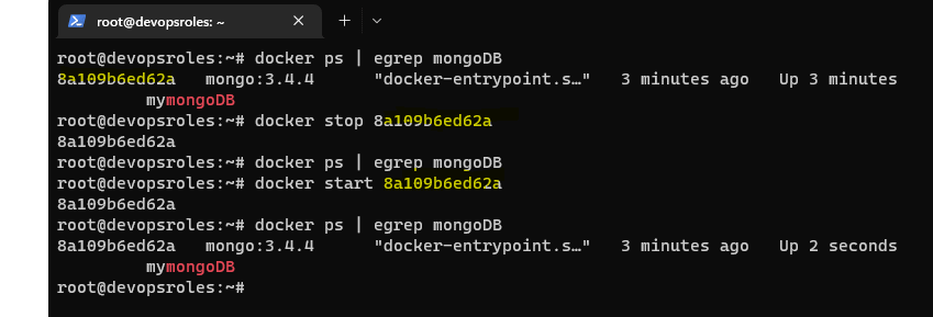 docker stop mongoDB