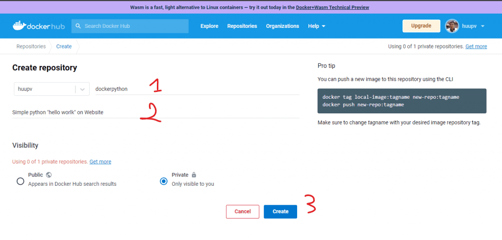 Docker pushed and retrieved from Docker Hub 2