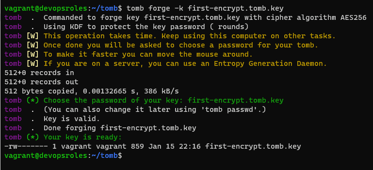 create a new key for tomb file