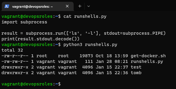 Run shell commands in Python