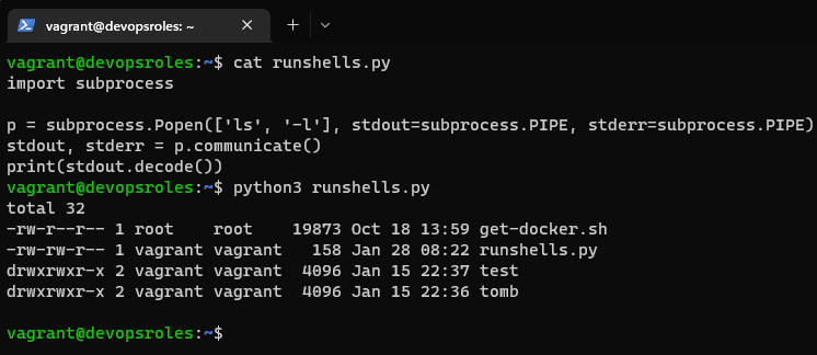 using shell commands in python