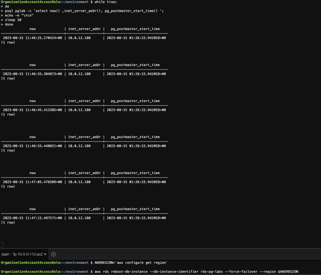 reboot the instance with failover