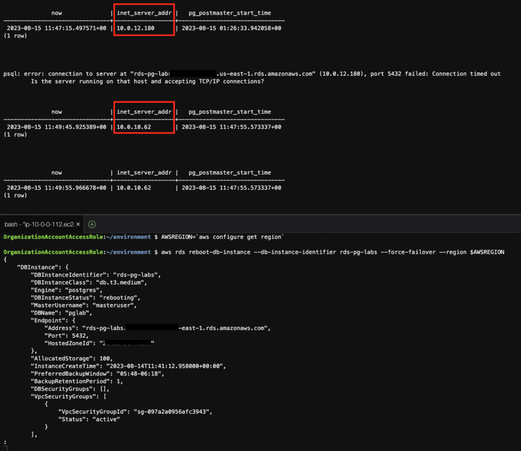 reboot the instance with failover