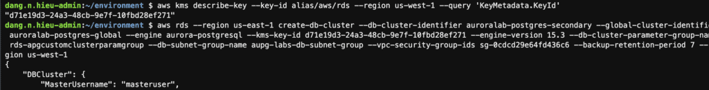 create the secondary aurora cluster