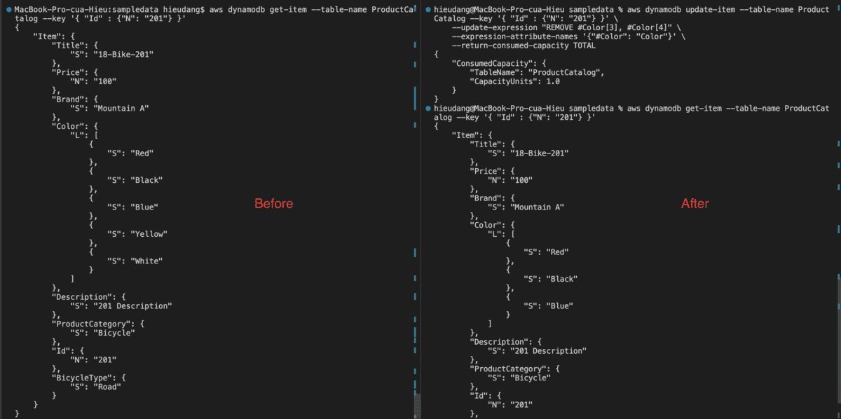 Delete item from list type use update-item API