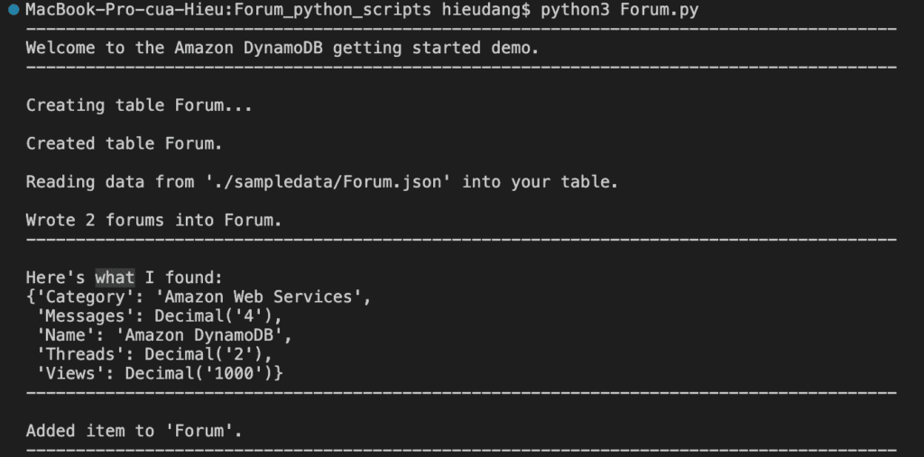 Boto3 DynamoDB add item into table