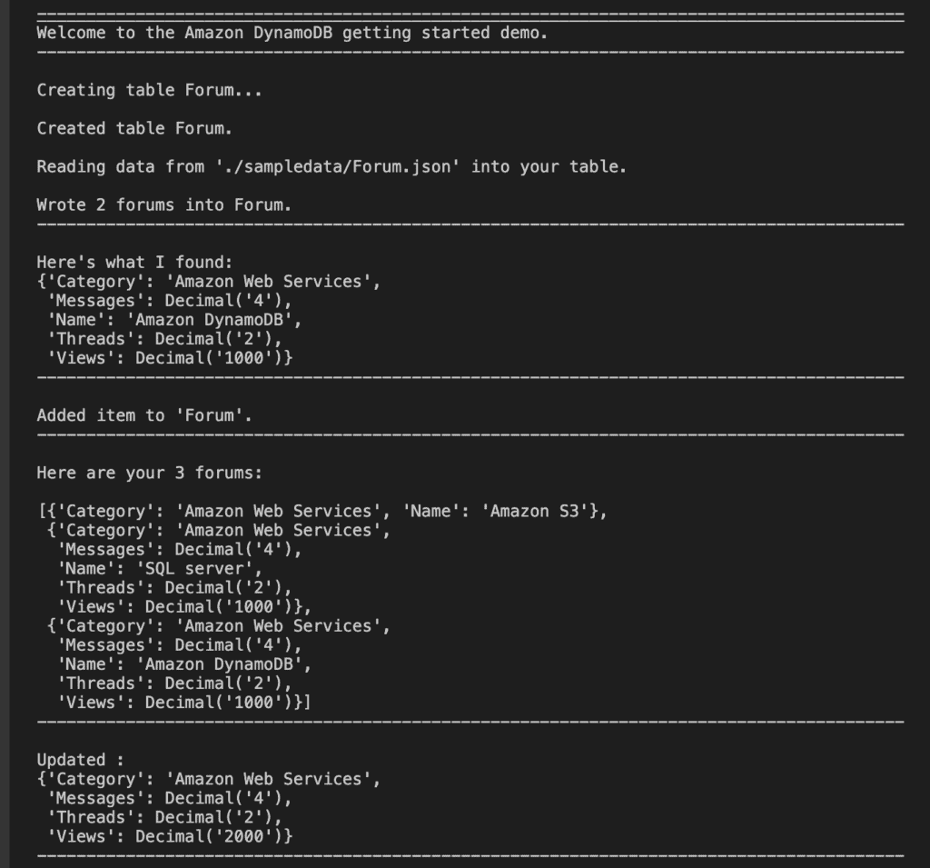 Boto3 DynamoDB update item of table