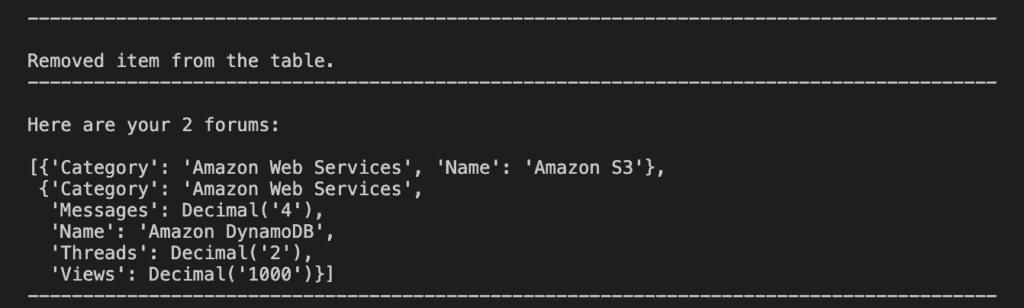 Boto3 DynamoDB delete item of table