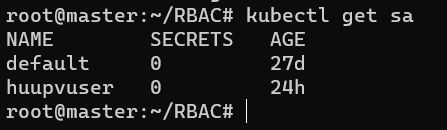 Kubernetes RBAC SA