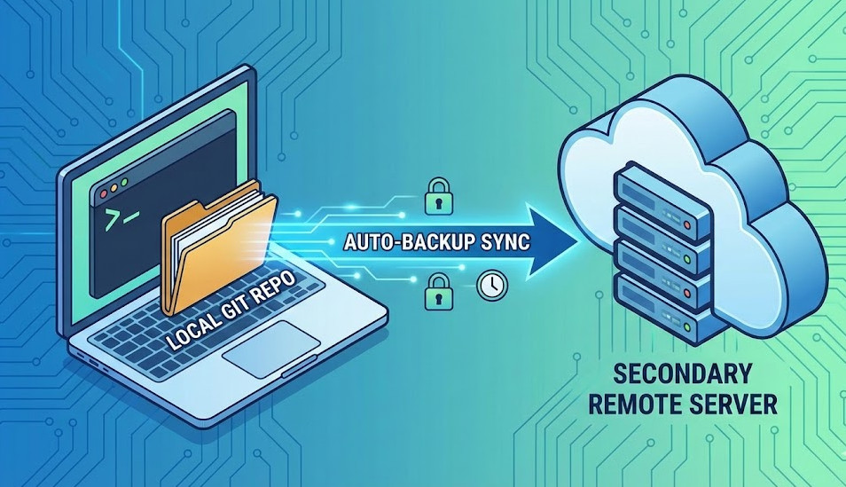 Auto-Backup Git Repo Visual representation of syncing code to a secondary remote server