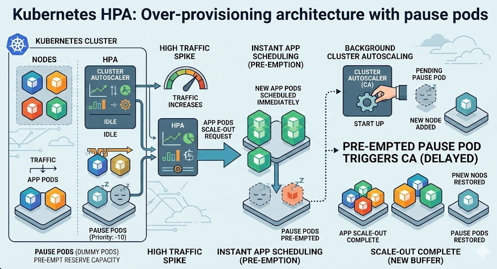Kubernetes HPA Over-provisioning architecture with pause pods