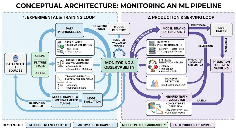 Monitoring an ML Pipeline Conceptual Architecture