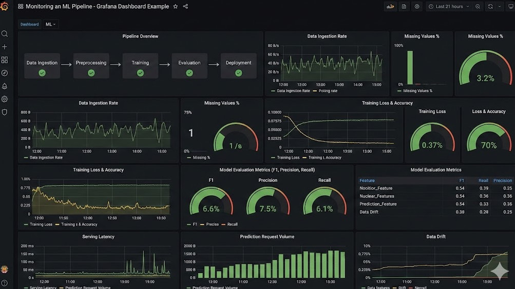Monitoring an ML Pipeline Grafana Dashboard Example