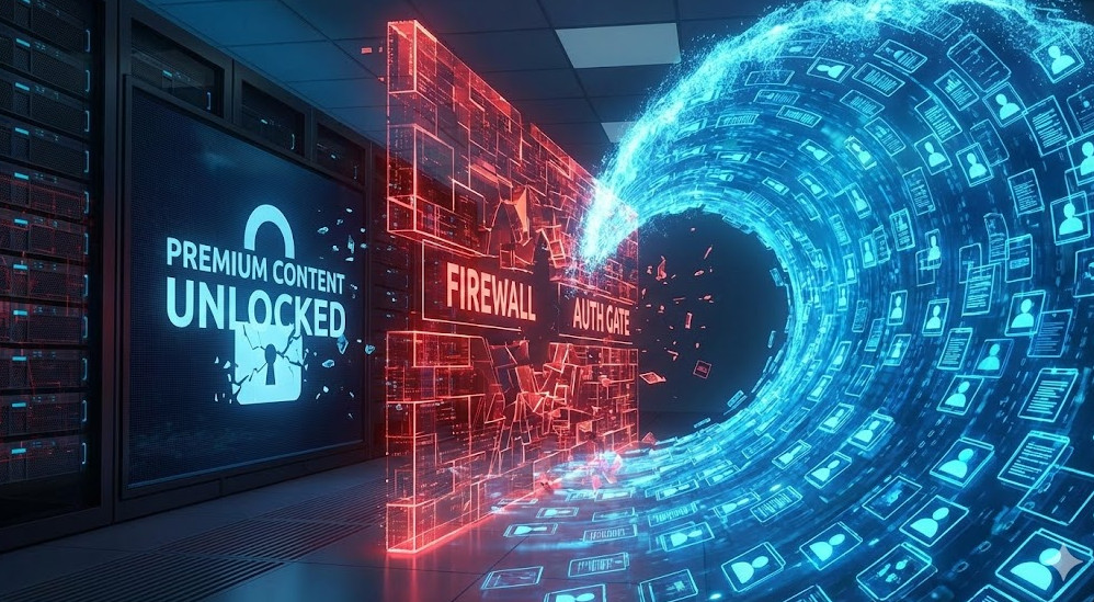 gated content bypass Traffic spike breaking through server security barriers