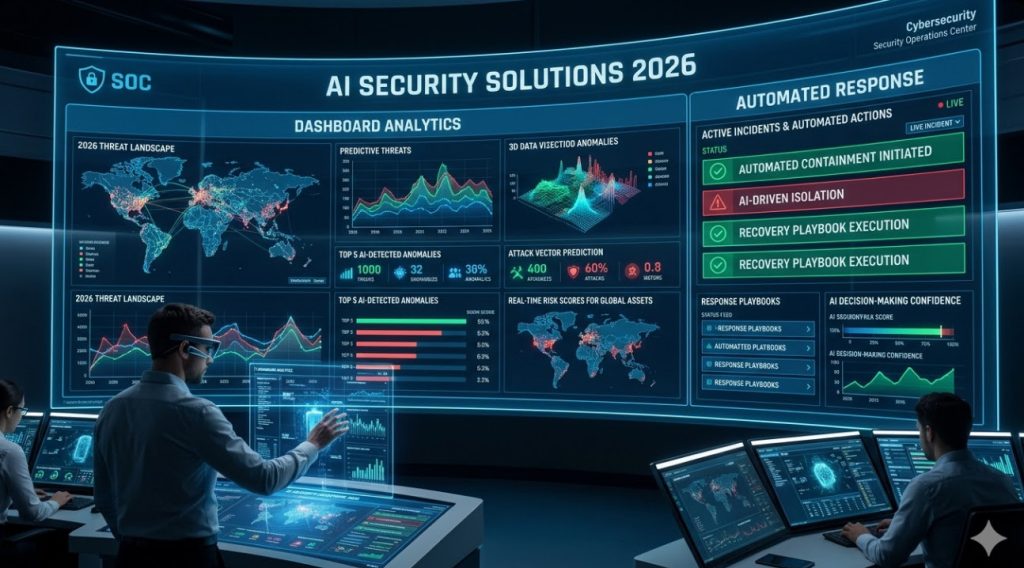 AI security solutions 2026 Dashboard analytics and automated response