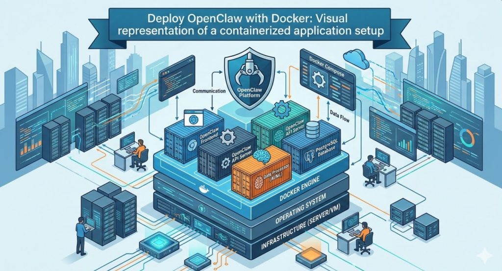 Deploy OpenClaw with Docker Visual representation of a containerized application setup