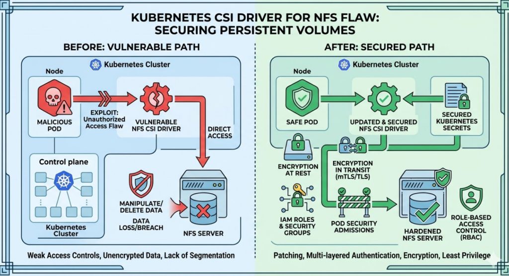 Kubernetes CSI Driver for NFS flaw - Securing persistent volumes