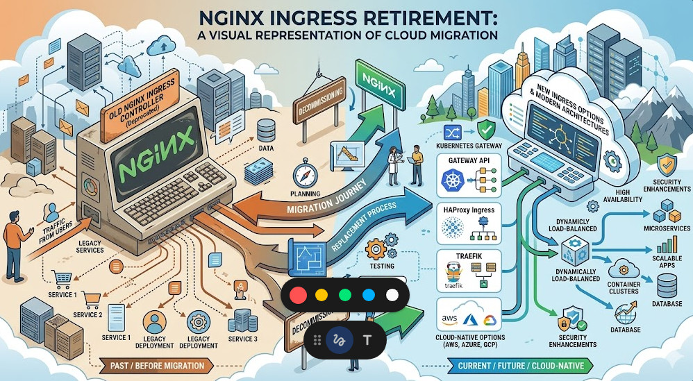 NGINX Ingress retirement Visual representation of cloud migration