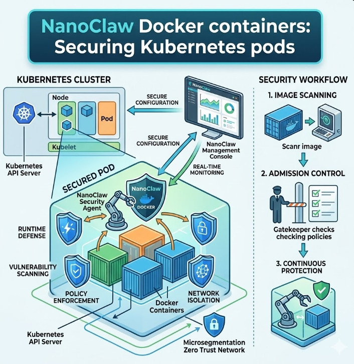 NanoClaw Docker containers Securing Kubernetes pods