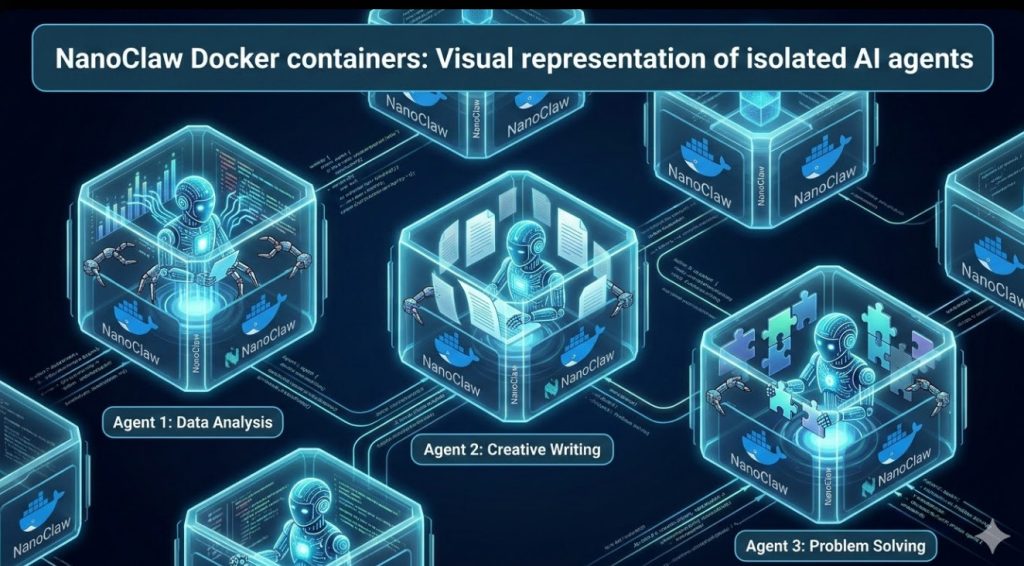 NanoClaw Docker containers Visual representation of isolated AI agents